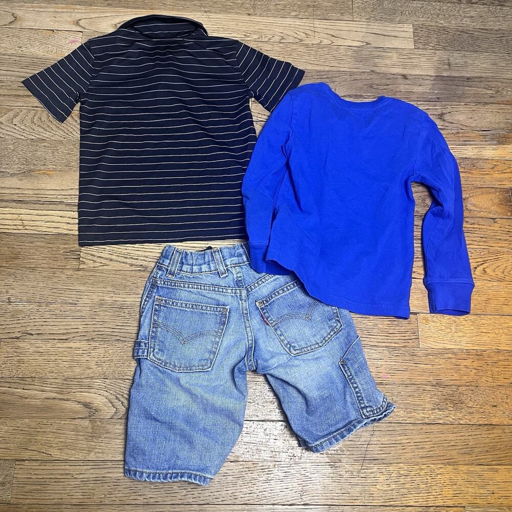 Boys 4T 4-5Y Clothing Lot Levis Carpenter Shorts Adidas Shirt Under Armour Polo - Picture 3 of 6